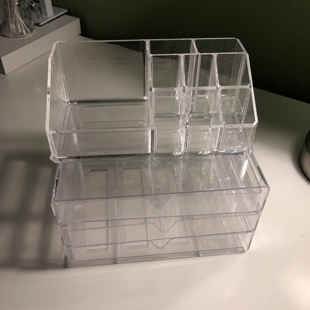 Clear acrylic cosmetic box 2 piece